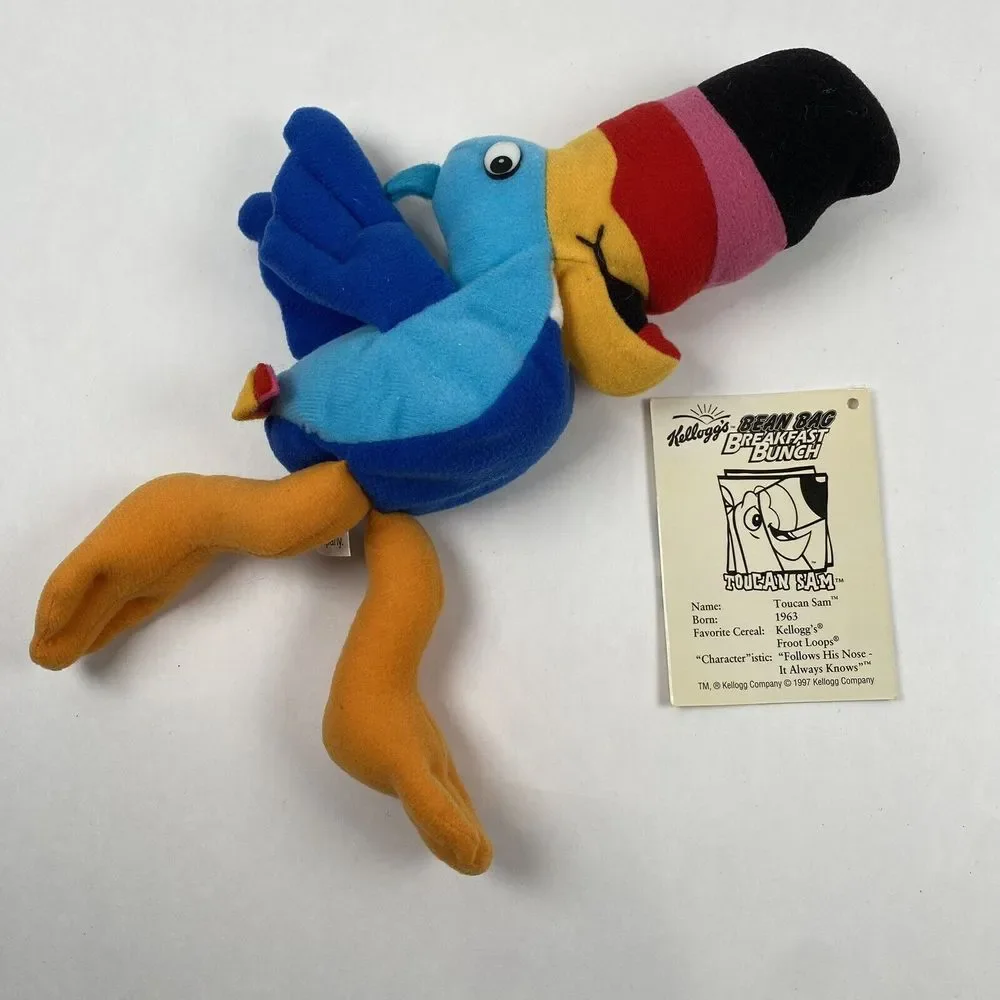 Kellogg's 1997‎ Wee Bean Bag Plush Doll Breakfast Toucan Sam Fruit Loops *read